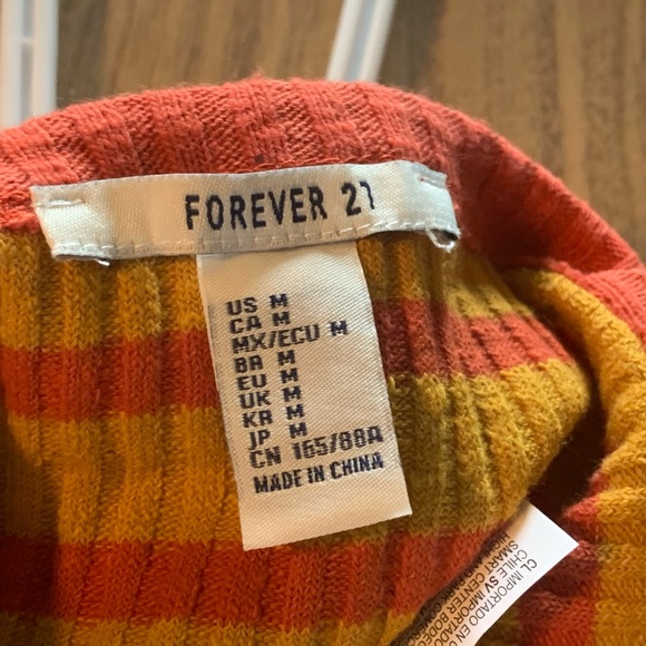 Forever 21 Orange 🍊 Striped High Neck Crop Tank Top - Picture 3 of 7